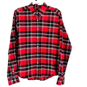 Rockies Western Plaid Button Front Shirt Womens Medium Red Cowgirl Landman Ranch